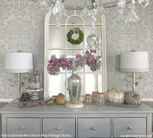 Grand Fabric Damask Wall Stencil - Reusable DIY Painting Template for Home Decor, Accent Walls & Furniture | Perfect for Bedroom, Living Room & Nursery Makeovers