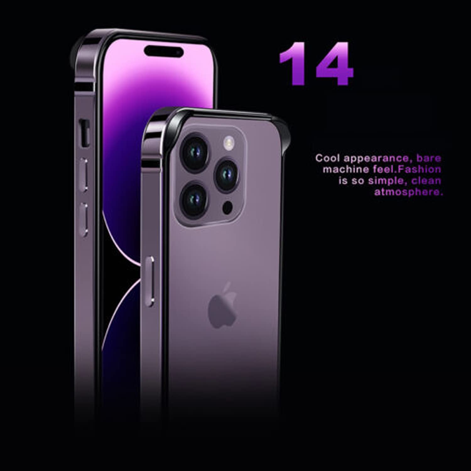 Premium Aluminum Frame Metal Bumper Slim Hard Case for iPhone 14 Pro Max (6.7