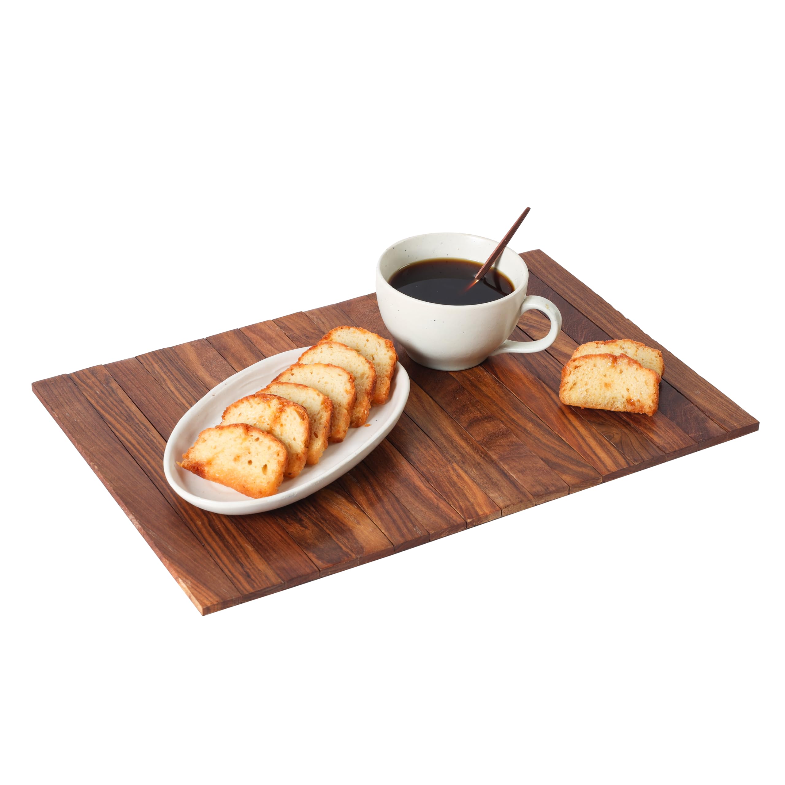 Flexible & Foldable Wooden Serving Tray - Sofa Armrest Tray & Rectangular Table Mat for Food, Drinks, Snacks (Brown) | Perfect for Living Room, Bedroom, Office & Outdoor Use