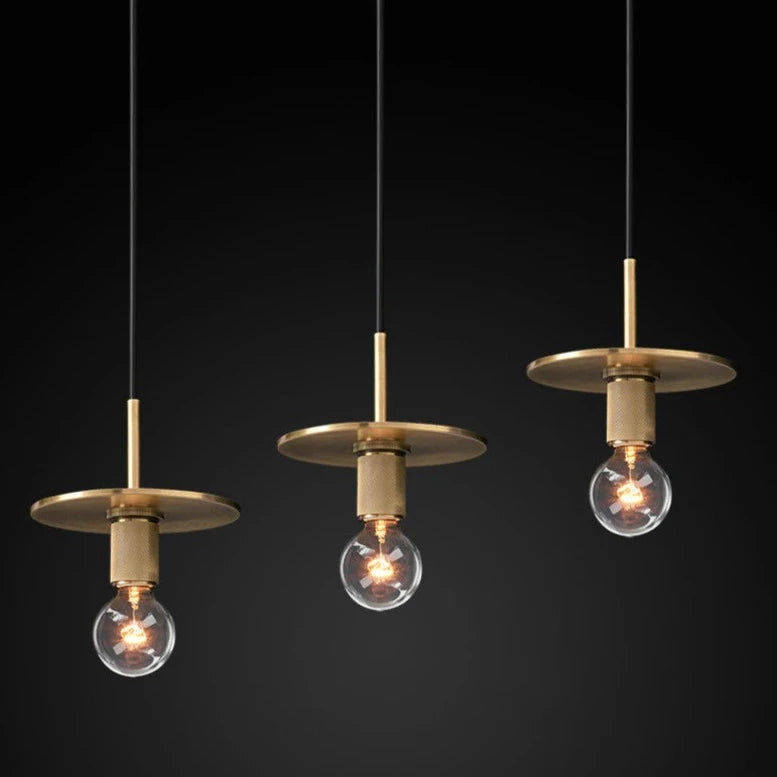 Vintage Brass Pendant Light - Retro Industrial Style Hanging Fixture for Kitchen Island, Dining Room, and Bar Lighting