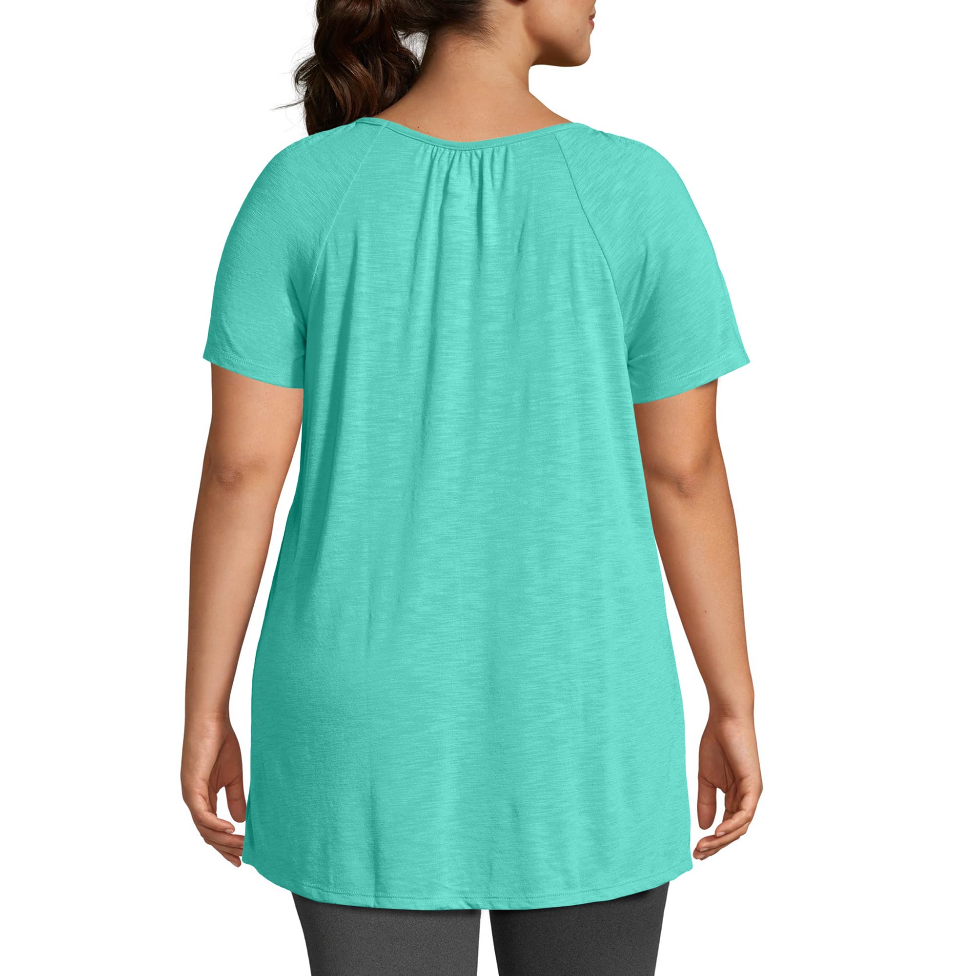 Just My Size Women's Slub Jersey Tunic Top with Crochet Trim - Plus Size Casual Blouse for Work, Church & Everyday Wear