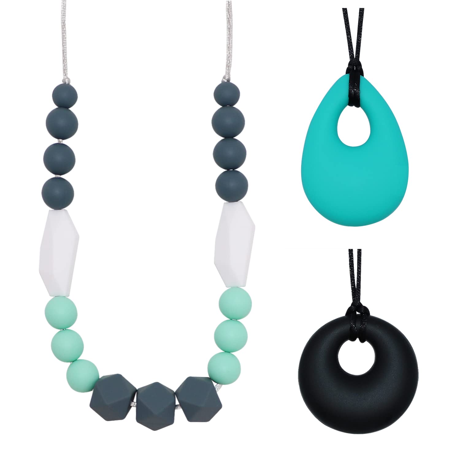 Sensory Chew Necklaces for Kids - Silicone Chewy Necklace Toys for Autism, Anxiety, ADHD & SPD Relief - Reduce Chewing, Biting & Fidgeting - Safe for Children & Adults - Perfect for School, Therapy & Home Use