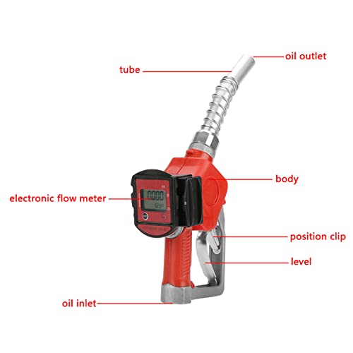 1in BSP Automatic Fueling Nozzle with Auto Shut Off - Aluminum Alloy Digital Meter for Gasoline/Diesel Fuel Transfer - Perfect for Gas Stations, Farms & Industrial Use