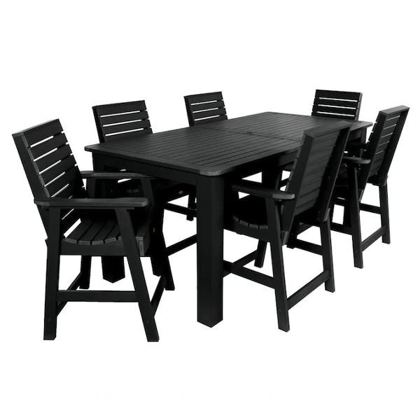 Weatherly 7-Piece Rectangular Counter Height Outdoor Dining Table and Chair Set - Patio, Garden, Backyard Furniture for Dining & Entertaining