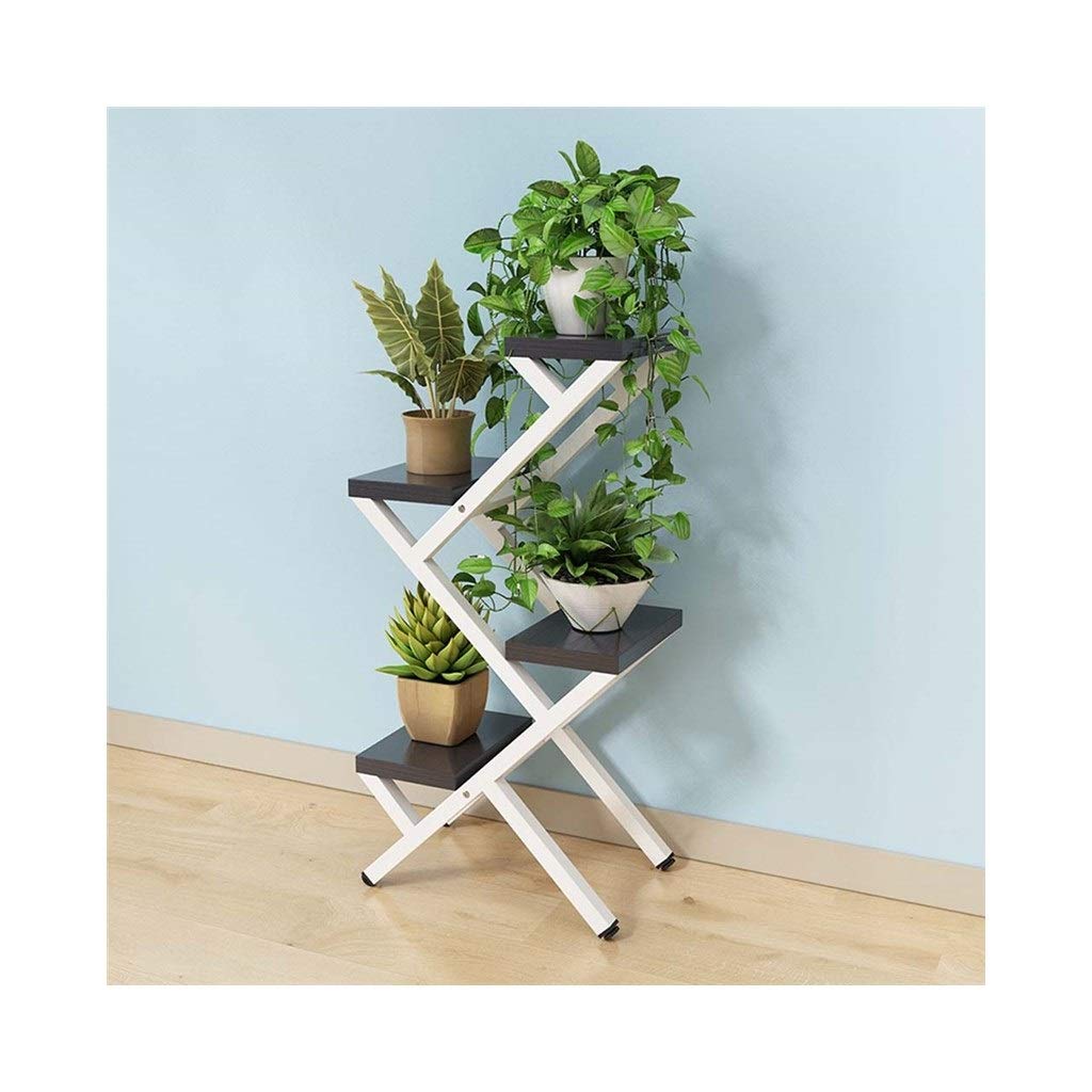 4 Tier European-Style Flower Pot Stand - Z-Shaped Garden Plant Shelf for Indoor & Outdoor Decor | Perfect for Balcony, Patio, Living Room & Office Plant Display (Color: B)