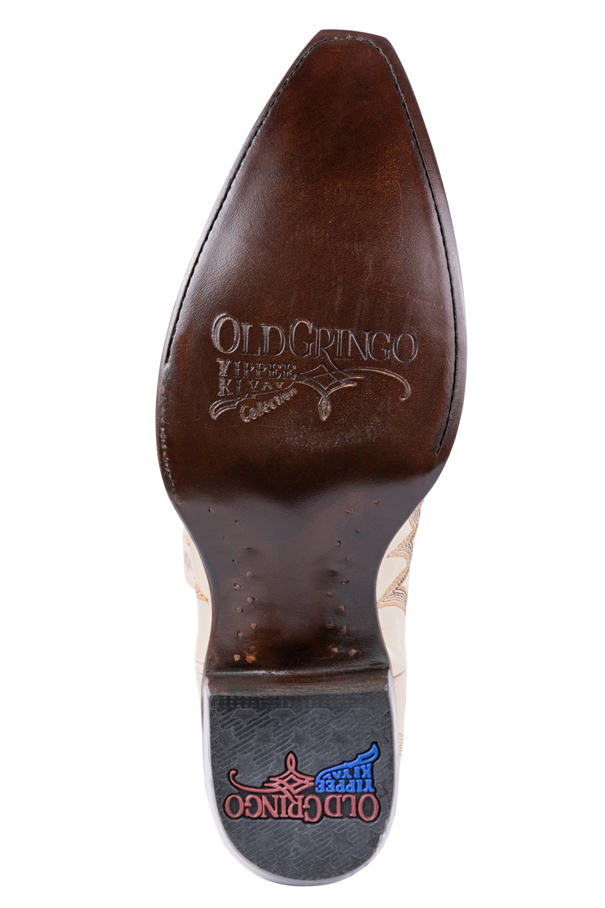 Old Gringo Yippee Ki Yay Wilkie Cowgirl Boots in Bone - Western Style Women's Riding Boots for Country Music Festivals & Rodeo Events