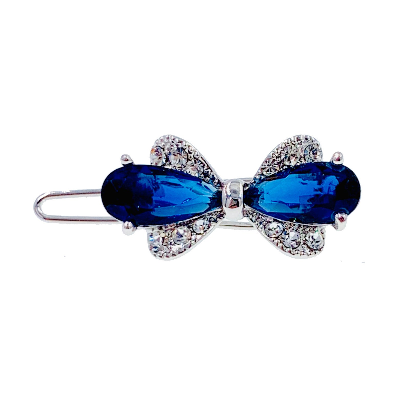 Caelina Bow Hair Clip with Swarovski Crystals - Silver Base in Pink, Blue, Purple, Clear & Brown | Elegant Hair Accessories for Weddings, Parties & Everyday Wear
