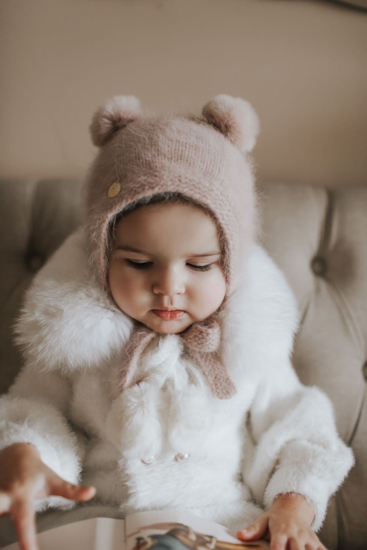 Soft Dusky Pink Cashmere Teddy Hat for Women - Winter Warm Knit Beanie, Cozy & Stylish for Cold Weather, Outdoor Activities & Fashion Accessories