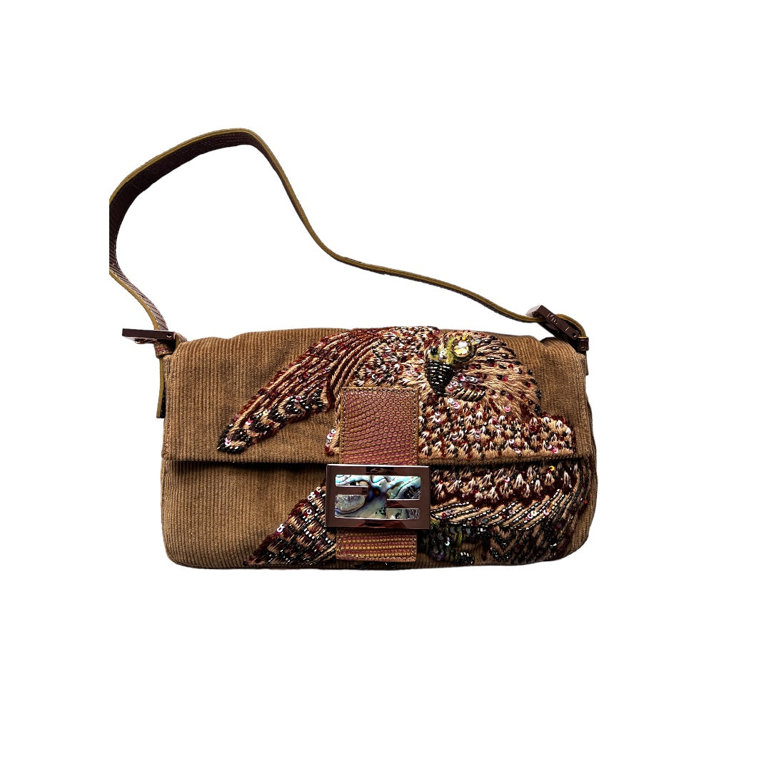 Authentic Fendi Falcon Embroidery Baguette Bag - Luxury Designer Handbag for Women, Perfect for Parties, Weddings & Special Occasions