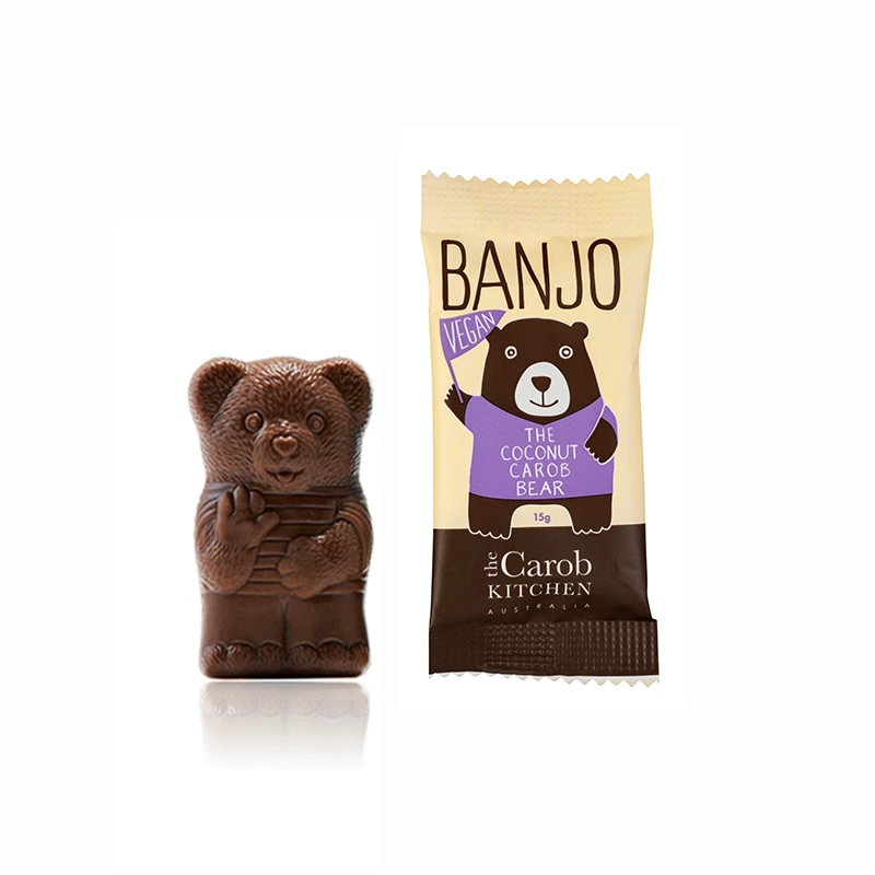 Organic Vegan Coconut Carob Bear - Healthy Plant-Based Snack for Kids & Adults - Perfect for Lunchboxes, Road Trips & Healthy Desserts