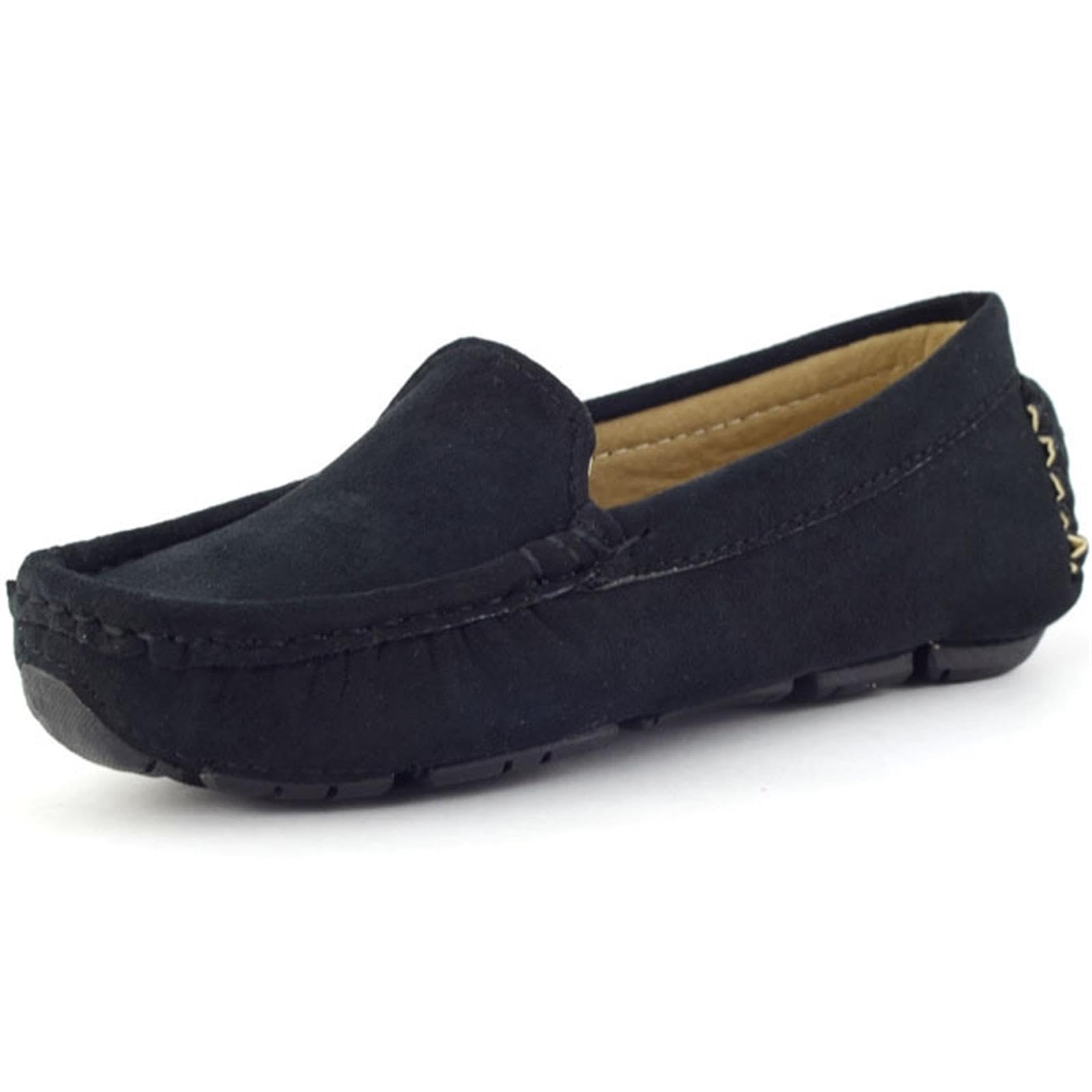 **Boys & Girls Suede Leather Slip-On Loafers - Casual Boat Shoes for Kids, Dress Oxford Flats for School, Church & Special Occasions**