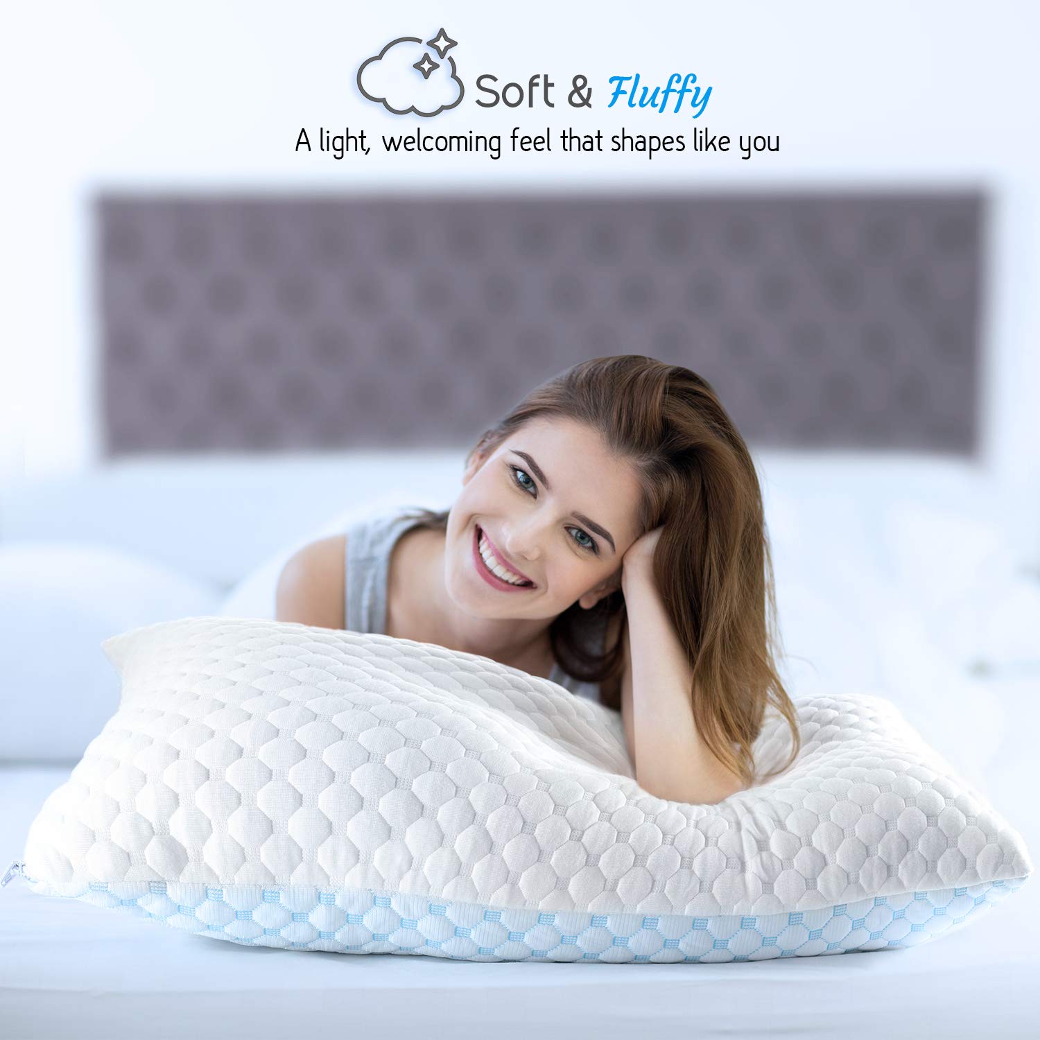 Nestl Cooling Body Pillows - Shredded Memory Foam & Gel Infused for Nighttime Comfort, Adjustable 20x54 Inch Breathable Bed Pillow (2-Pack) with Washable Cover - Perfect for Side Sleepers, Pregnancy Support & Hot Sleepers