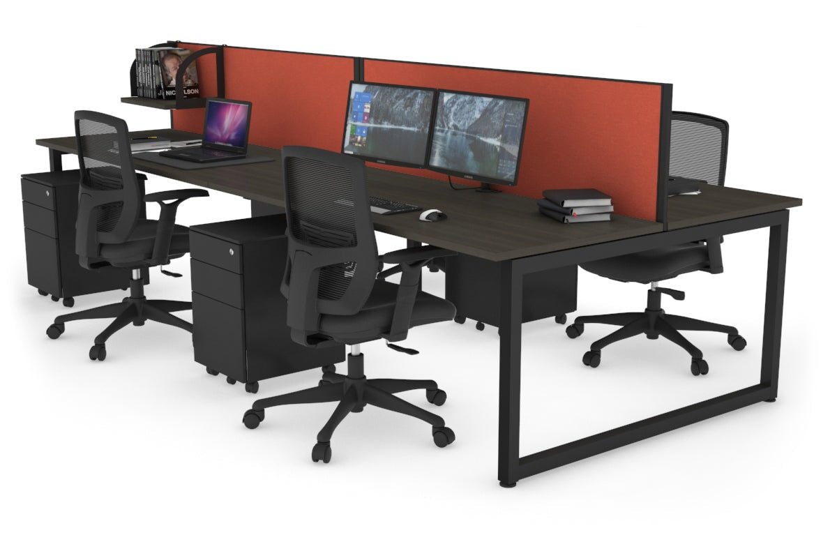 Quadro Loop Legs 4 Person Office Workstation Desk - 1800L x 700W - Modern Collaborative Workspace Solution for Team Projects & Office Meetings