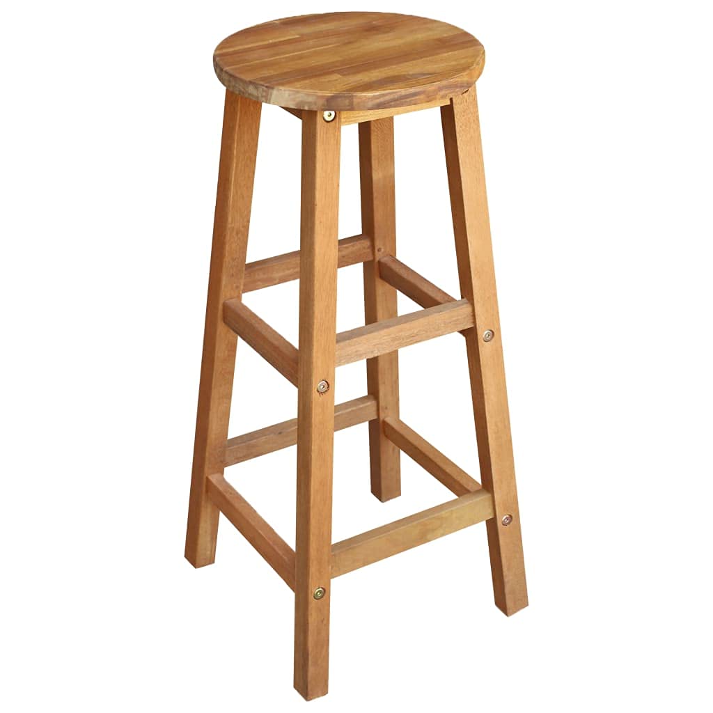 2 Pack Round Solid Acacia Wood Bar Stools - Backless Counter Height Kitchen Stools with Footrest for Dining Room, Bistro & Cafe - Perfect for Breakfast Bars, Kitchen Islands & Home Decor