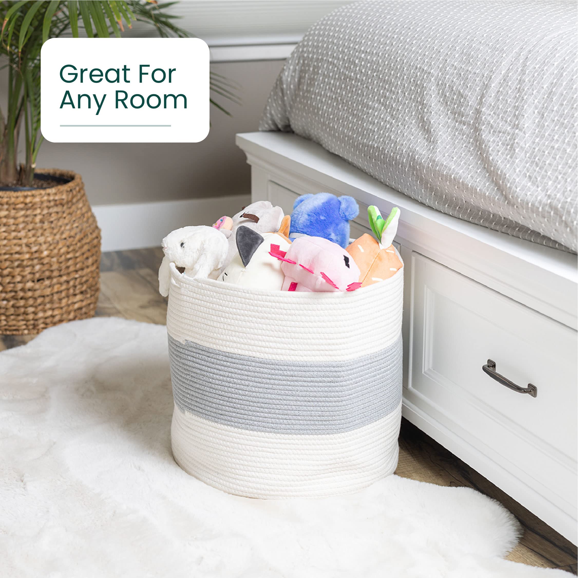 Reppit Large Collapsible Woven Laundry Basket - Double Stitched Storage Hamper for Clothes, Toys & Home Organization | Perfect for Bedroom, Nursery, Laundry Room & Dorm Storage