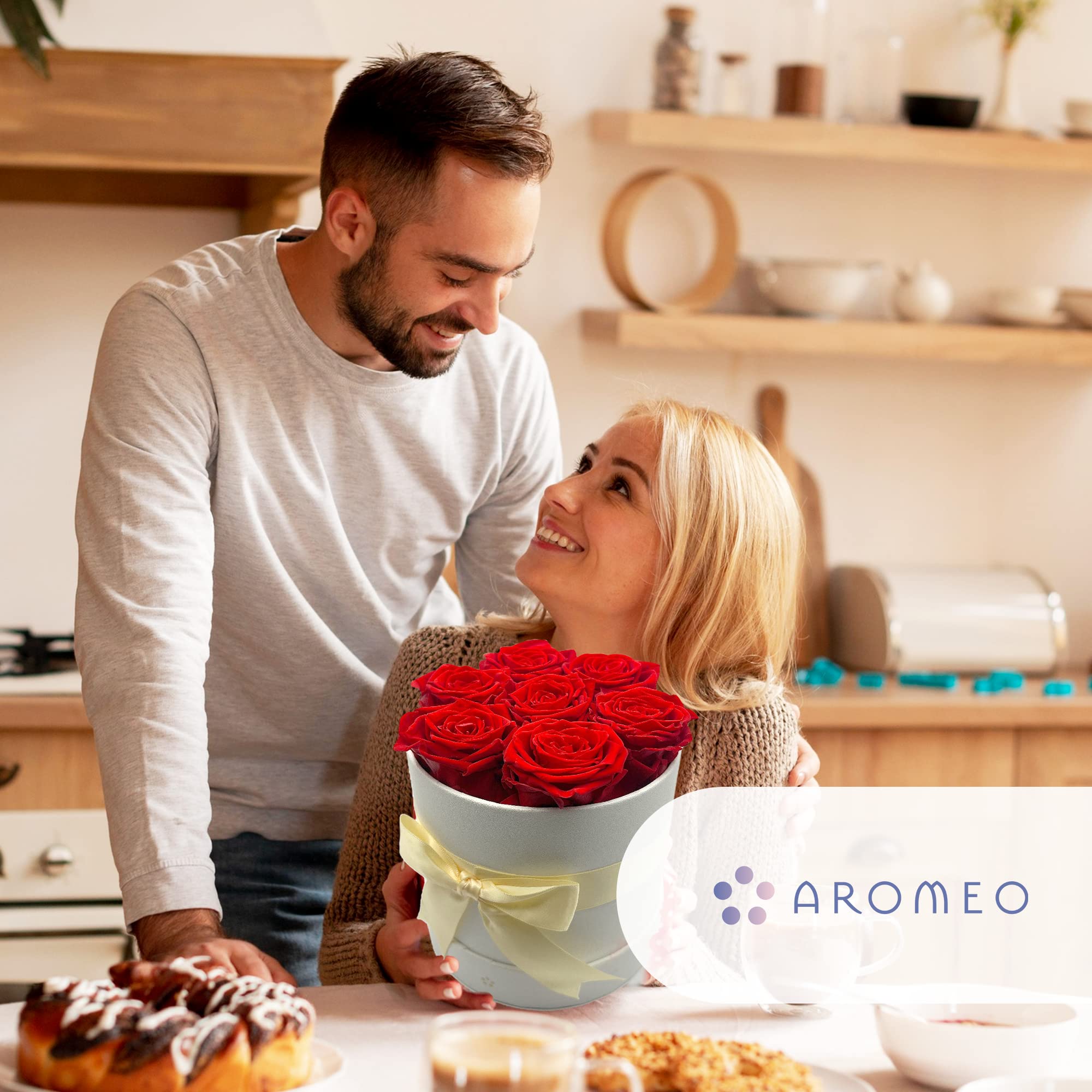 Premium AROMEO 7 Red Roses Bouquet - Fresh Cut Flowers for Valentine's Day, Anniversary, Birthday & Christmas Gifts | Same Day or Next Day Delivery | Perfect for Her, Wife, Girlfriend, Mom & Special Occasions | Elegant Home Decor & Romantic Gift Idea