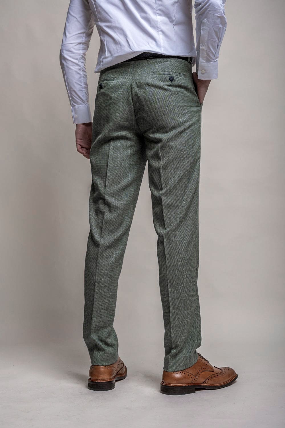 Cavani Miami Men's Sage Green Casual Trousers - Comfortable Slim Fit Pants for Office, Travel & Everyday Wear