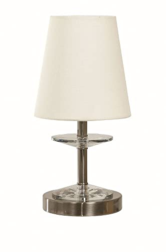 House of Troy Bryson Mini Crystal Disk Satin Nickel Accent Table Lamp - Elegant Bedside & Living Room Lighting for Home Decor