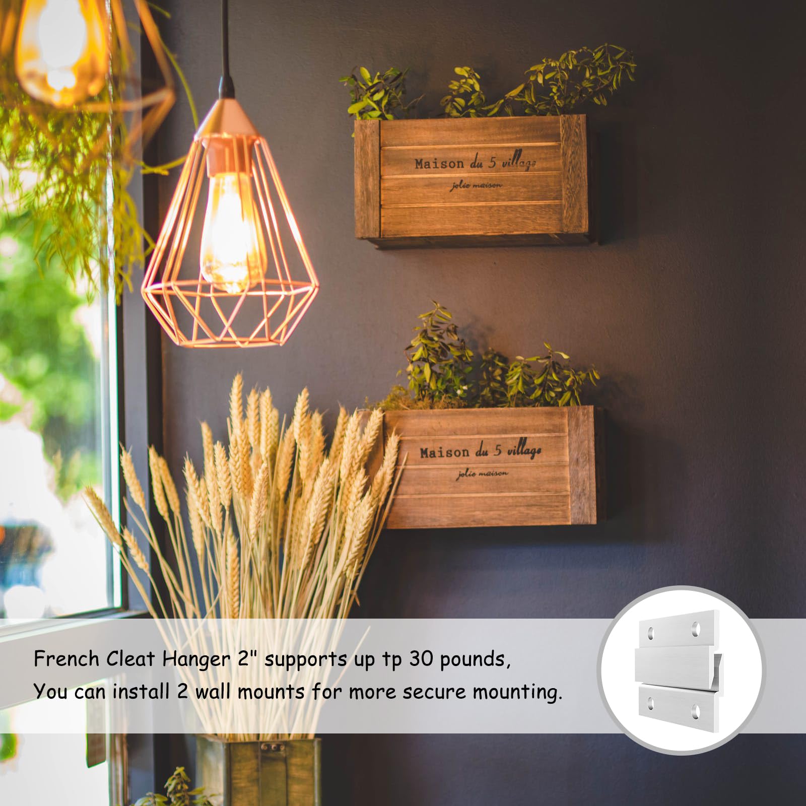 Aluminum French Cleat Picture Hanger Kit - 6 Pairs of Heavy Duty Z Clips for Wall Mounting Paintings, Mirrors, Artwork, Whiteboards & Cabinets (2 Inch) - Perfect for Home, Office & Gallery Display