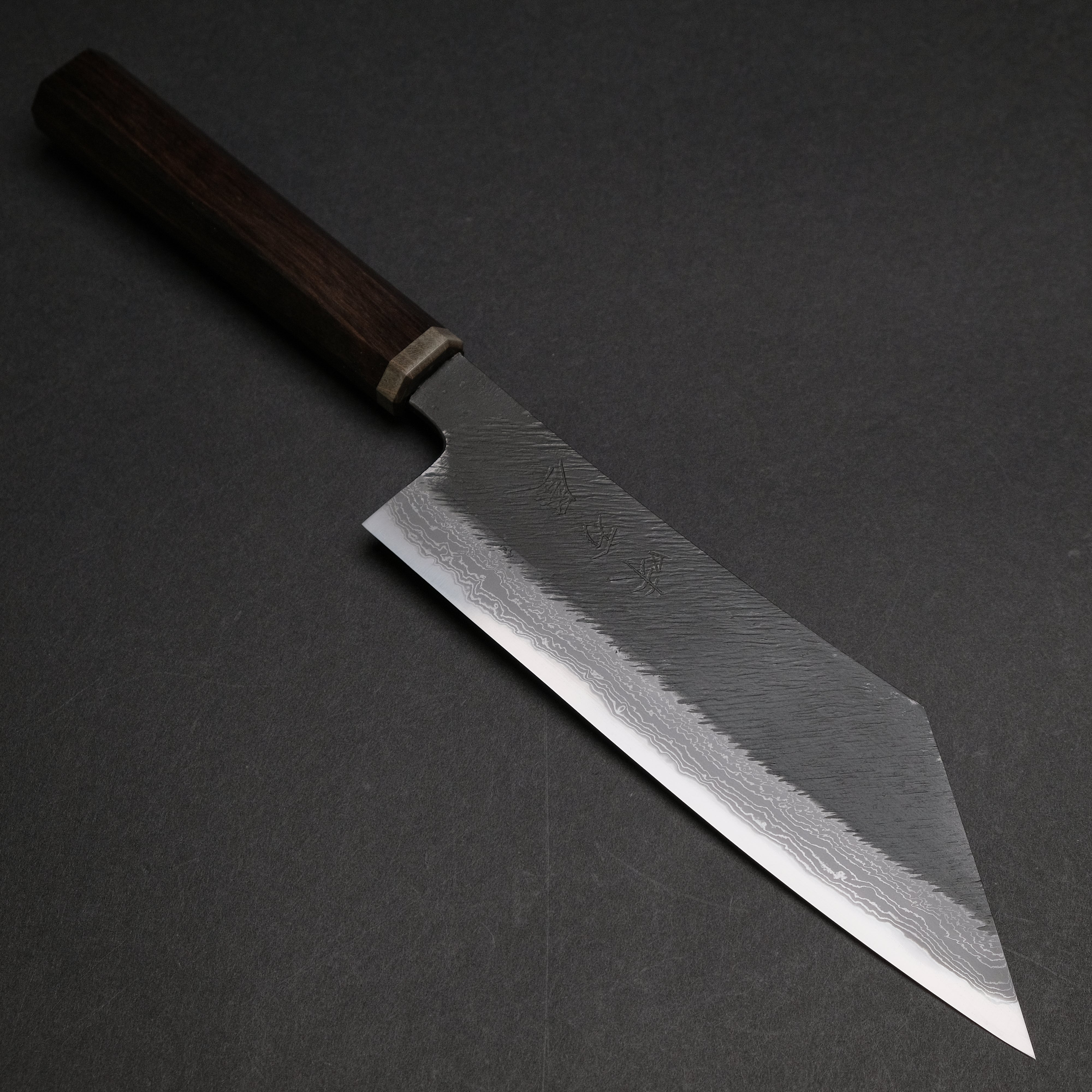 Premium Ajikataya White #2 Matsuba Damascus Hakata 180mm Chef Knife - Ebony & Stabilized Wood Handle (#23) - Perfect for Sushi, Meat Cutting & Professional Kitchen Use