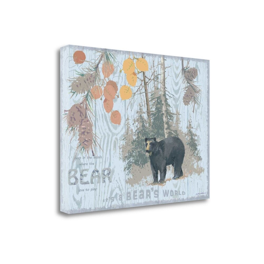 Bears World Gray by Anita Phillips - Fine Art Giclee Print on Gallery Wrap Canvas, Ready to Hang Wall Decor for Living Room, Bedroom & Office