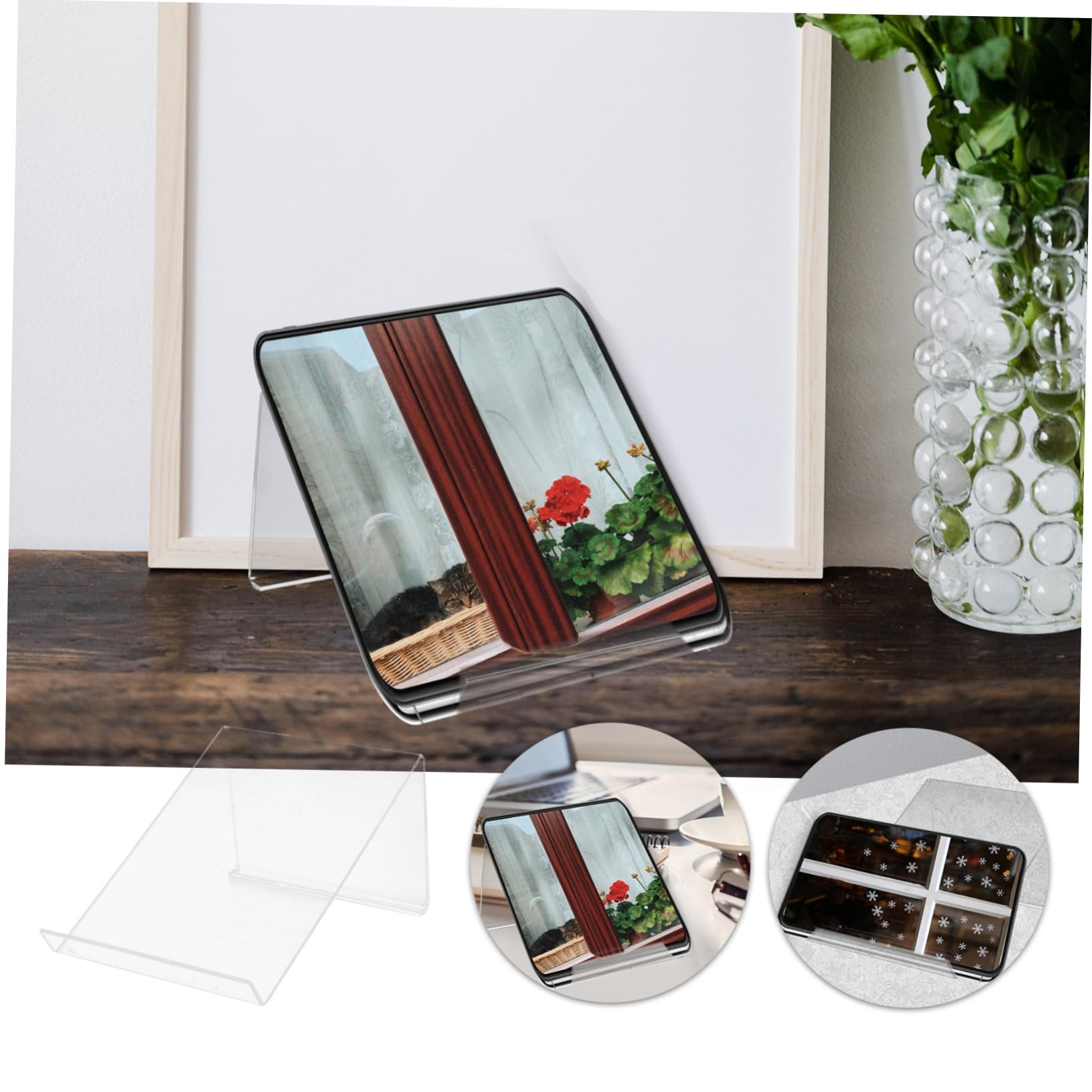 EXCEART Clear Acrylic Phone Stand & Tablet Holder - Adjustable Desk Cradle for iPhone, Samsung, Office & Home Use (Perfect for Video Calls, Reading & Workspace Organization)