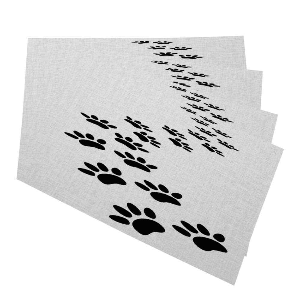 Premium 12x18 Inch Cotton Linen Placemats Set of 4 - Cute Puppy Paw Print Design for Dining Table, Kitchen & Home Decor | Dog-Themed Non-Slip Table Mats for Pet Lovers, Perfect for Daily Meals, Parties & Gifts