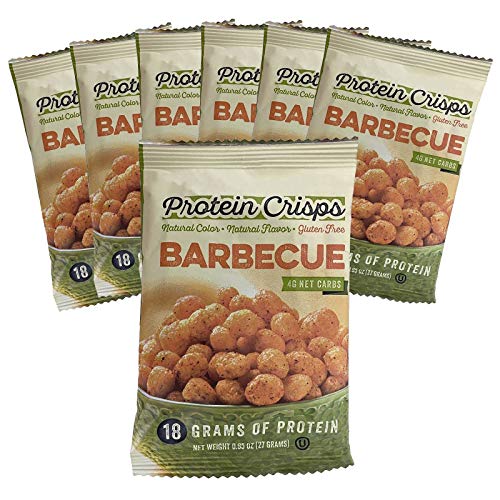 HealthSmart High Protein Barbecue Crisps - 18g Protein, Low Calorie, Low Carb, Keto & Vegetarian Friendly Snacks - Gluten Free, Ideal Protein Compatible - 7 Single Serve Bags for On-the-Go, Workouts & Healthy Lifestyle