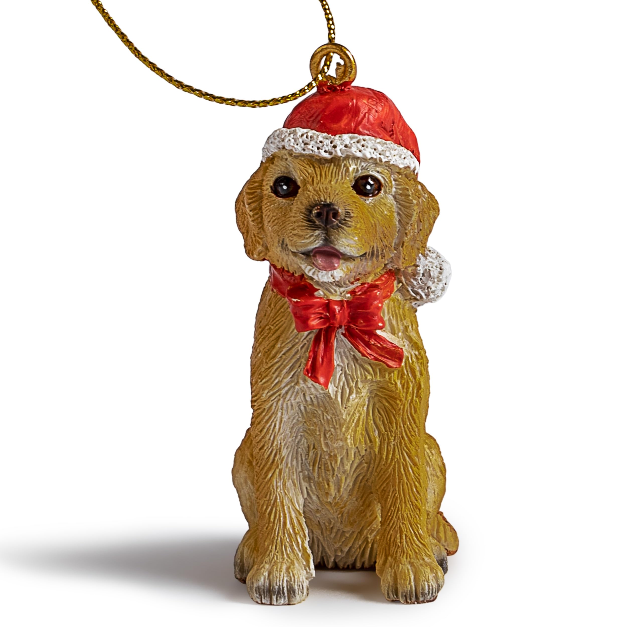 Yellow Labrador Dog Figurine Christmas Ornaments with Santa Hat - Handmade Holiday Decor for Tree, Gift, Home & Office Decoration - Perfect for Pet Lovers & Christmas Celebrations