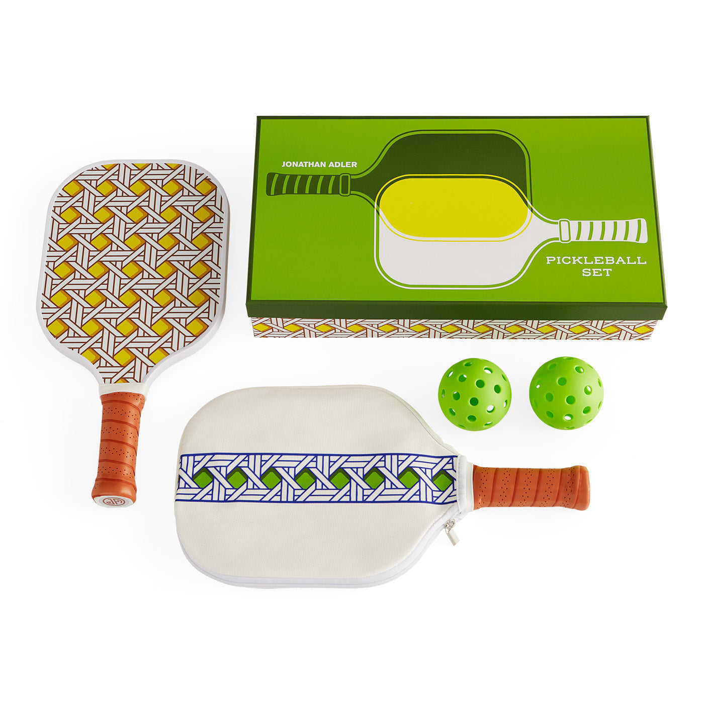 Premium Basketweave Pickleball Paddle Set with 4 Balls - Professional Outdoor & Indoor Sports Equipment for Adults - Perfect for Backyard, Park, and Court Games