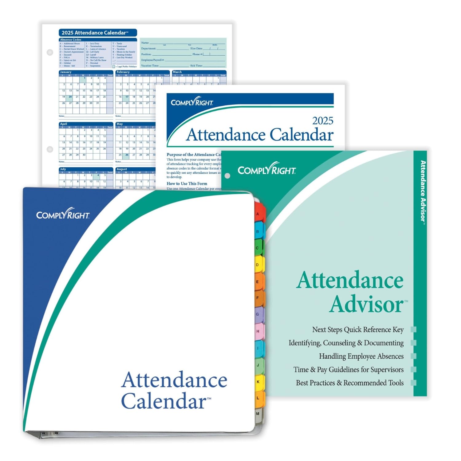 2025 Attendance Calendar Kit - Pack of 25 White Office & School Planners for Teachers, Students & Professionals - Perfect for Classroom, Workplace & Home Organization