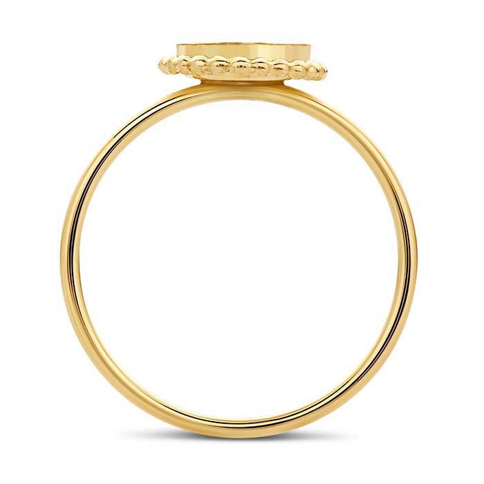 14K/20K Yellow Gold Filled Beaded Round Cabochon Ring Mounting - 6mm, 8mm, 10mm, 12mm Sizes - Blank Cab Setting (Size 6-8) - Perfect for Jewelry Making, DIY Craft Projects, and Custom Ring Designs