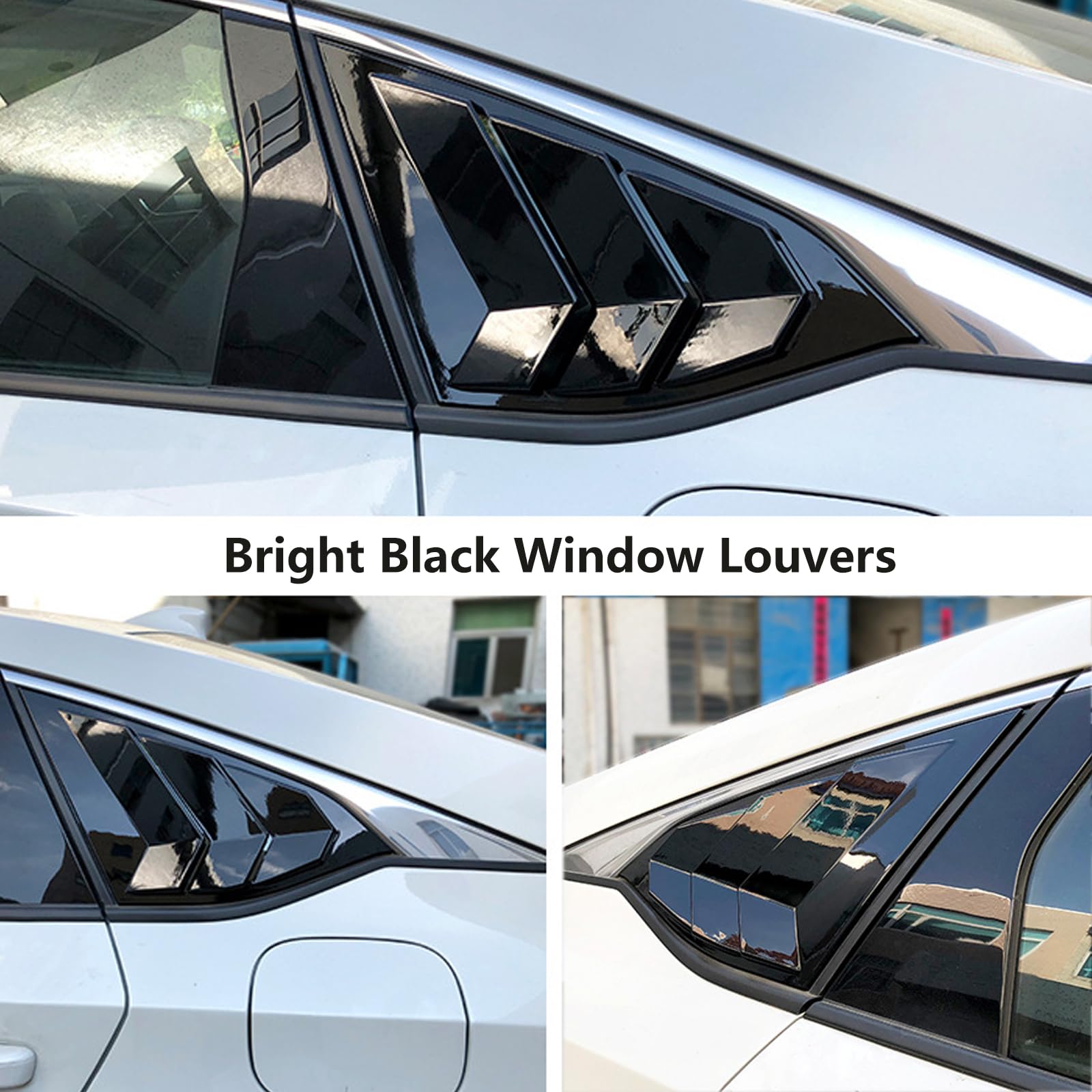 Rear Side Window Louvers Spoiler for Honda Accord 2018-2022 | Air Vent Scoop Shade Cover | Sporty Black Blinds | Enhances Style & Sun Protection for Daily Driving & Car Shows