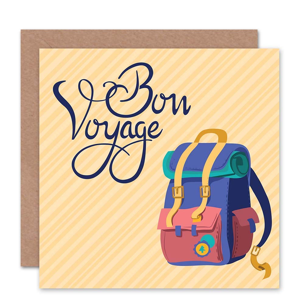 Wee Blue Coo Bon Voyage Travel Greeting Card - Farewell Gift for Friends & Family - Perfect for Vacations, Retirement, Study Abroad & Adventure Send-offs