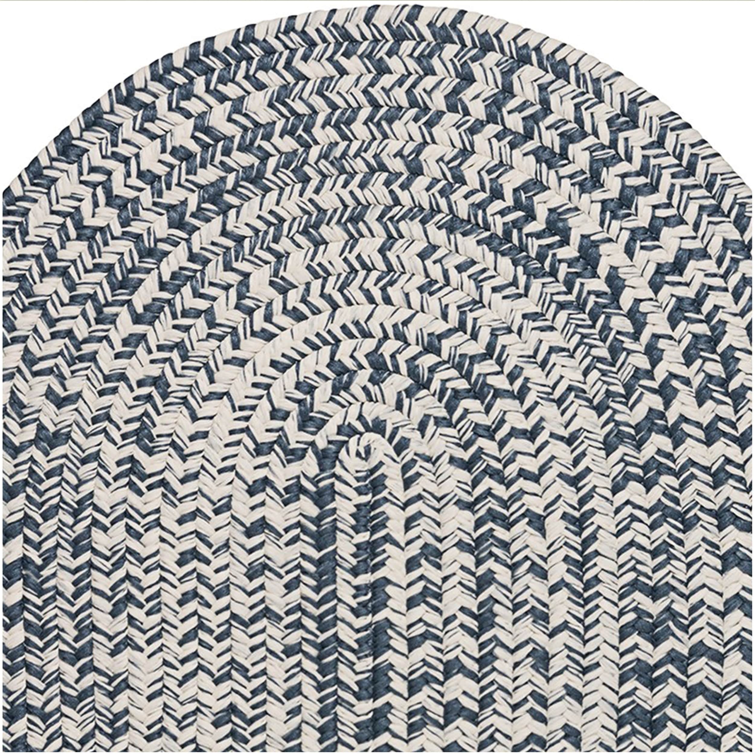 Colonial Mills Boatside Reversible Braided Area Rug 8' x 8' Round - Indoor/Outdoor Use, Atlantic Blue & White Nautical Design | Perfect for Coastal Living Rooms, Beach Houses & Casual Decor