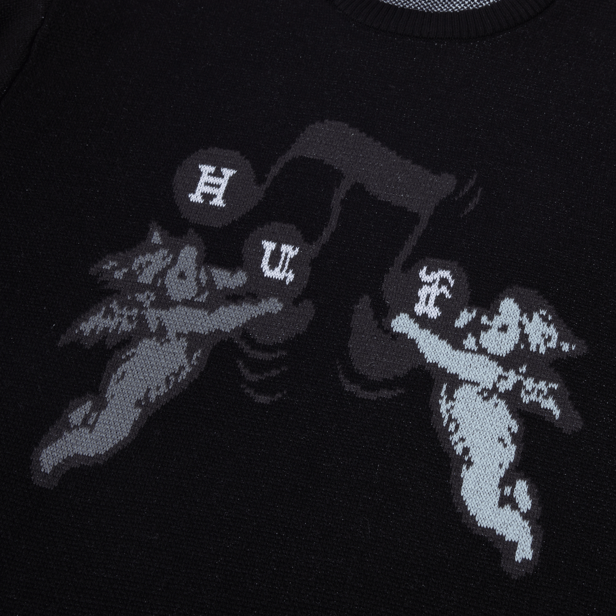 HUF Song Intarsia Sweater Black - Stylish Knit Pullover for Men & Women - Perfect for Casual Wear, Street Fashion & Winter Outfits
