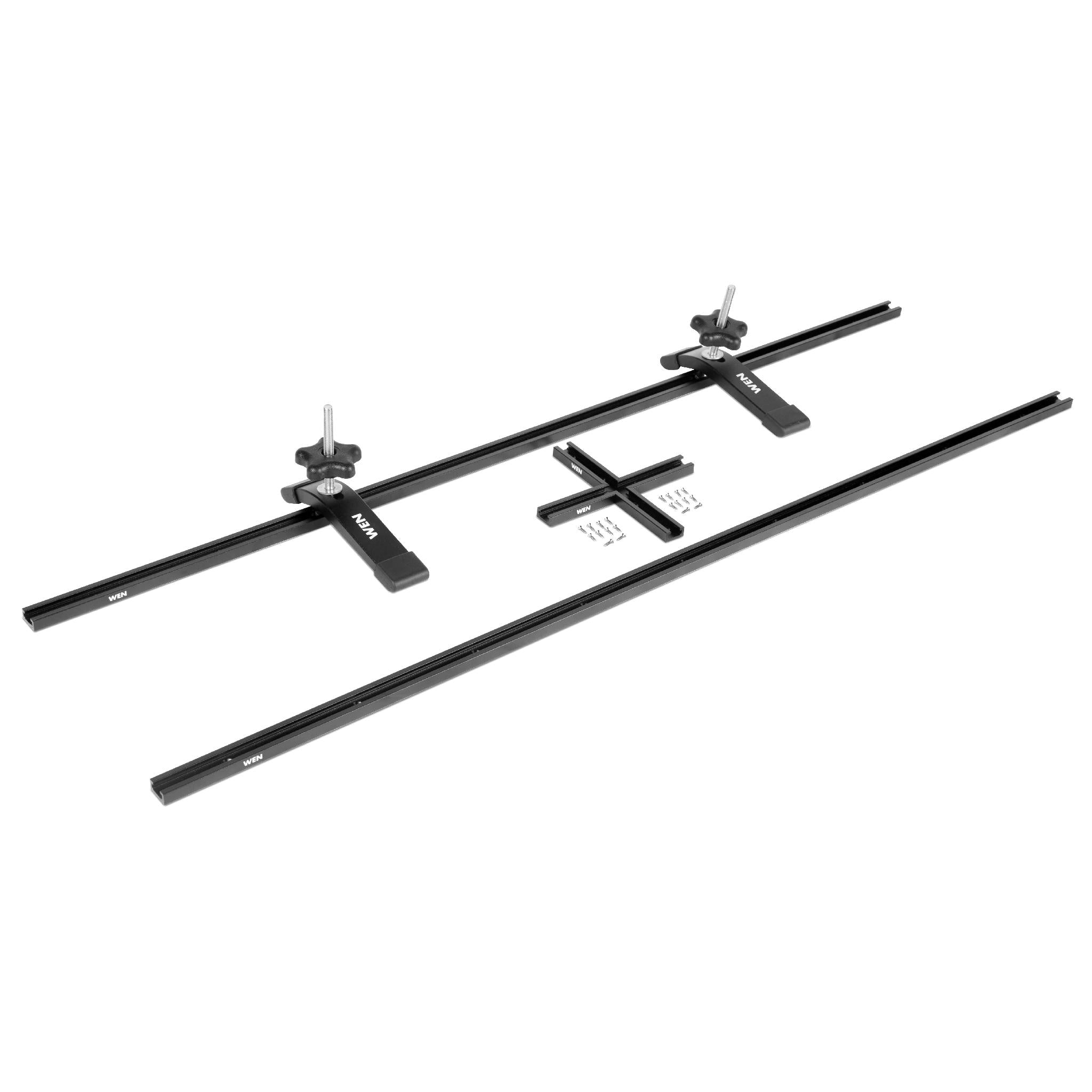 WEN WAT362 36-Inch Universal T-Track System with Hold Down Clamps & Intersection Kit - Perfect for Woodworking Jigs, Router Tables, and Workbench Accessories