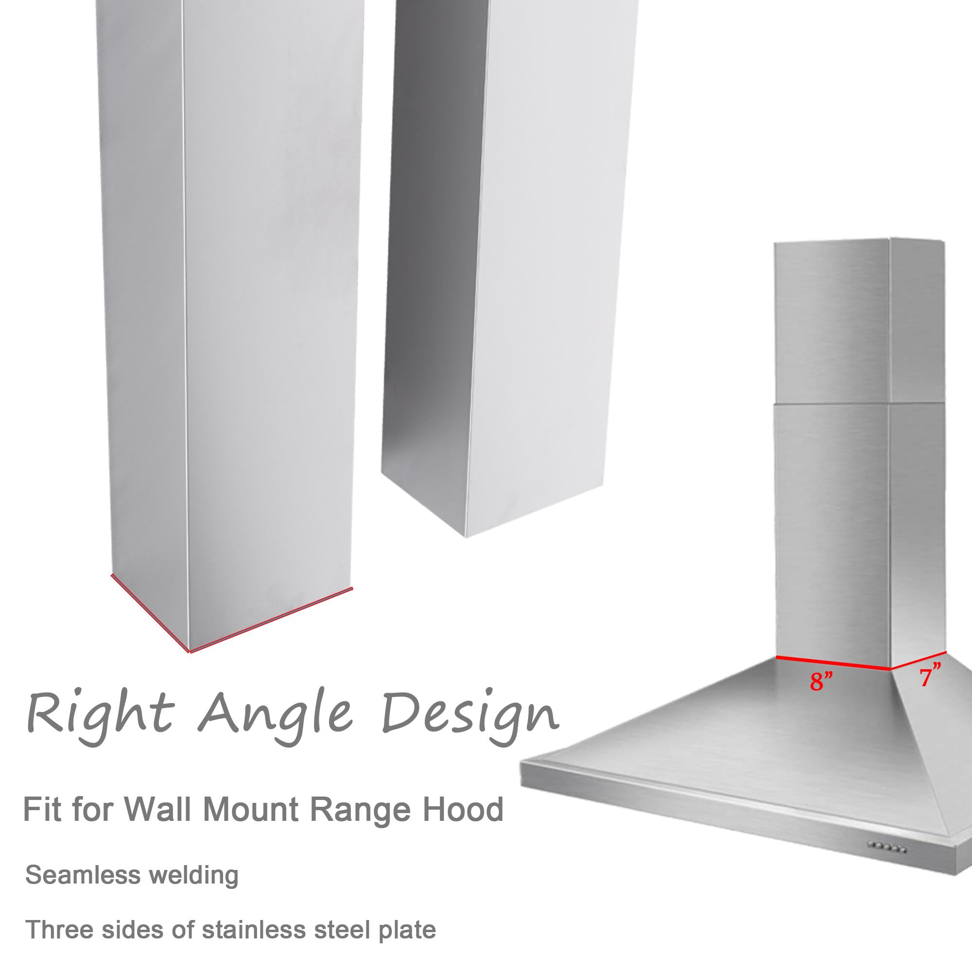 Stainless Steel Adjustable Range Hood Extension Chimney Duct Cover - Wall Mount & Ceiling Installation for Kitchen Ventilation