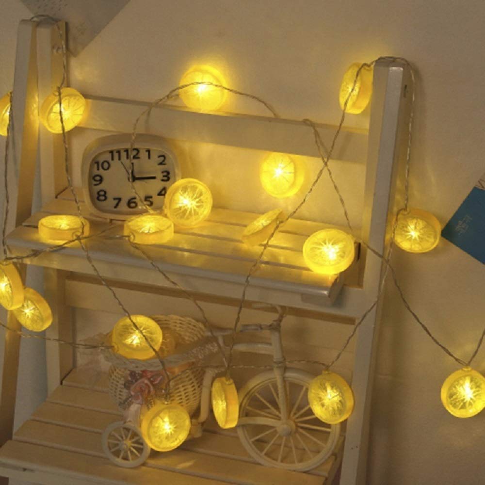 20 LED Lemon String Lights - 3m Fairy Lights for Indoor & Outdoor Decor, Bedroom, Garden, Party | Waterproof & Energy-Efficient Decorative Lighting for Walls, Deck, Backyard, Wedding, Christmas