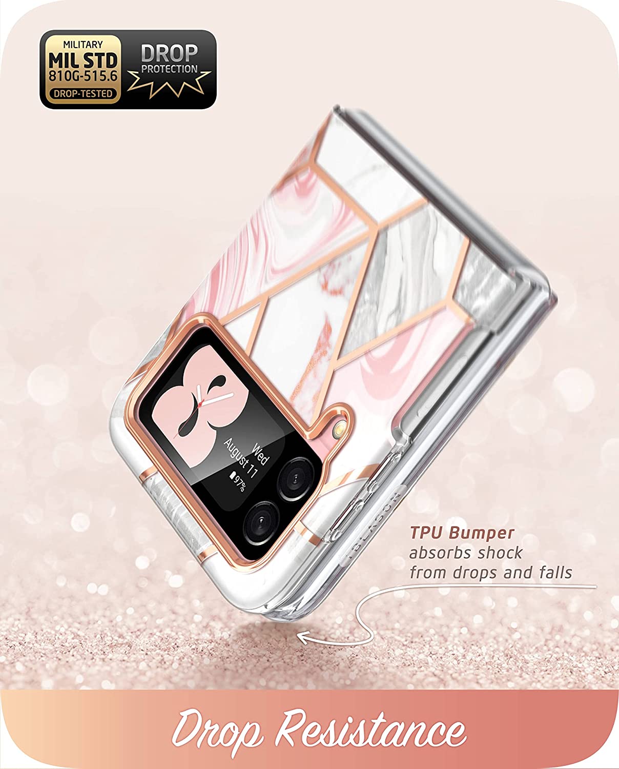Samsung Galaxy Z Flip 4 5G Protective Case - Slim Stylish Marble Design Bumper Cover | Shockproof & Scratch Resistant | Perfect for Everyday Use, Travel & Work