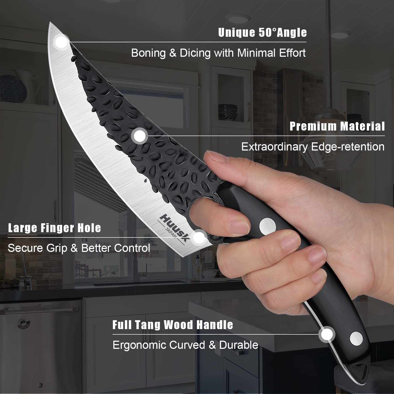 Premium Huusk Japanese Chef Knife Set with Leather Sheath - Razor Sharp Kitchen Knives for Cooking, Camping & Outdoor Adventures - Perfect Gift for Men & Home Chefs