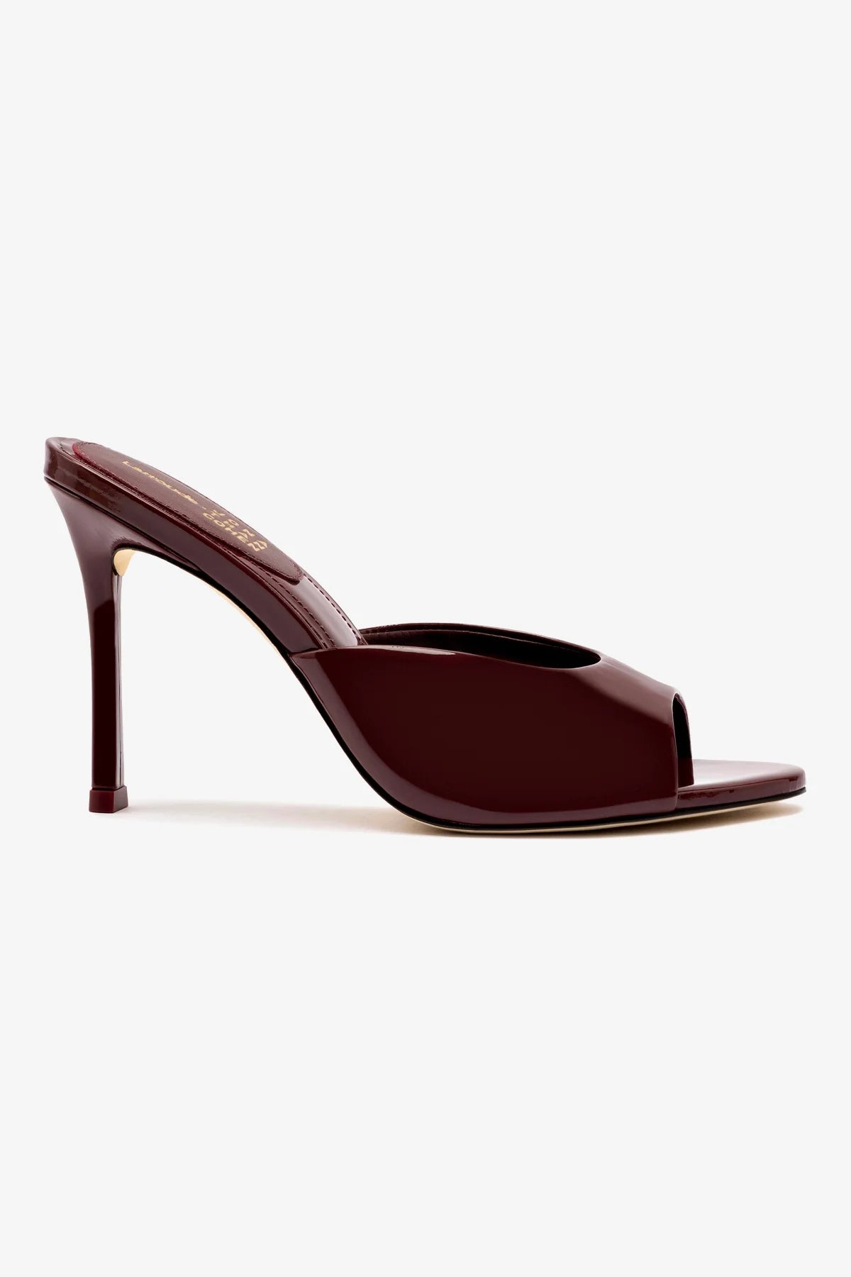 Larroudé x Jonathan Cohen Burgundy Patent Leather Mules - Stylish & Comfortable Slip-On Shoes for Women, Perfect for Office, Parties & Casual Outings