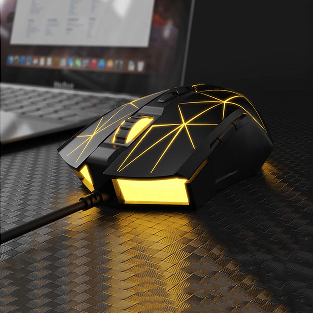 LexonElec RGB Wired Gaming Mouse - 7 Programmable Buttons, 2500 DPI Adjustable, Ergonomic USB Optical Mouse for PC Laptop (Windows/Mac/Linux Compatible) - Star Black - Best for FPS, MOBA, MMO Games & Office Work