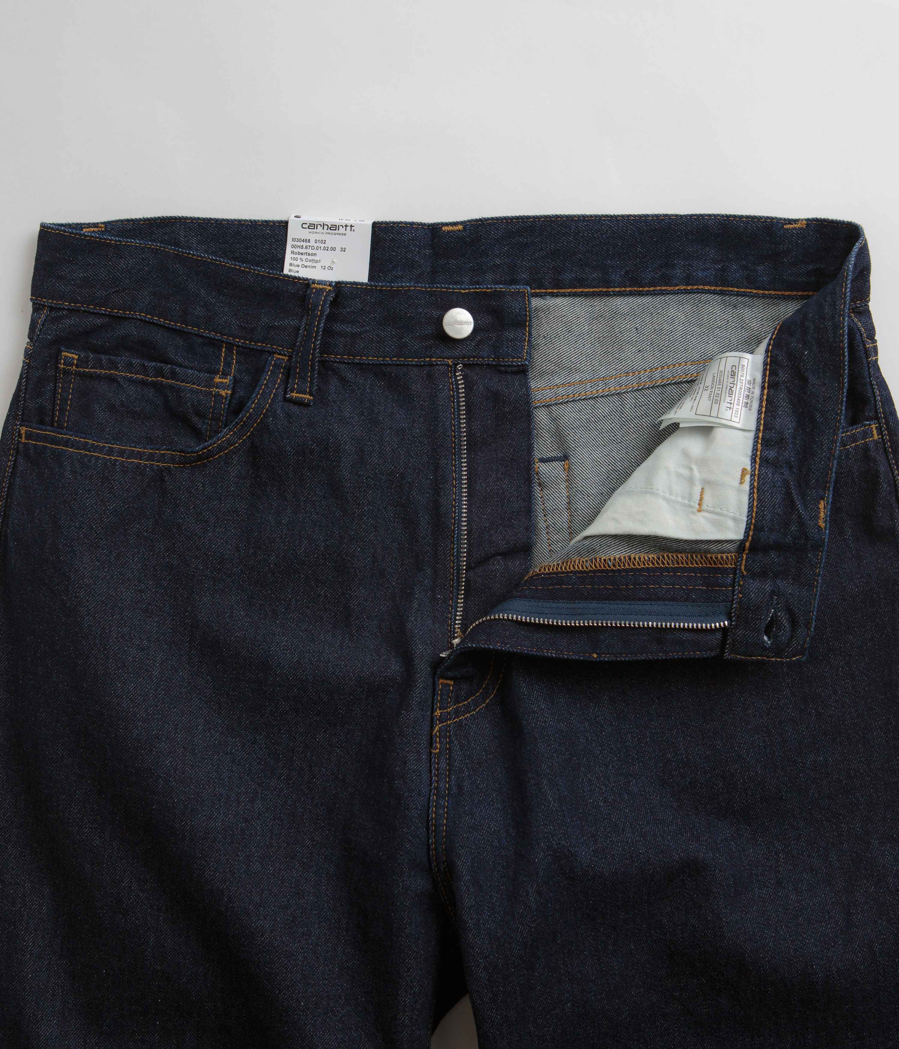 Carhartt Landon Pants for Men - Durable Work Pants in Blue Rinsed Denim - Perfect for Construction, Outdoor Work & Casual Wear