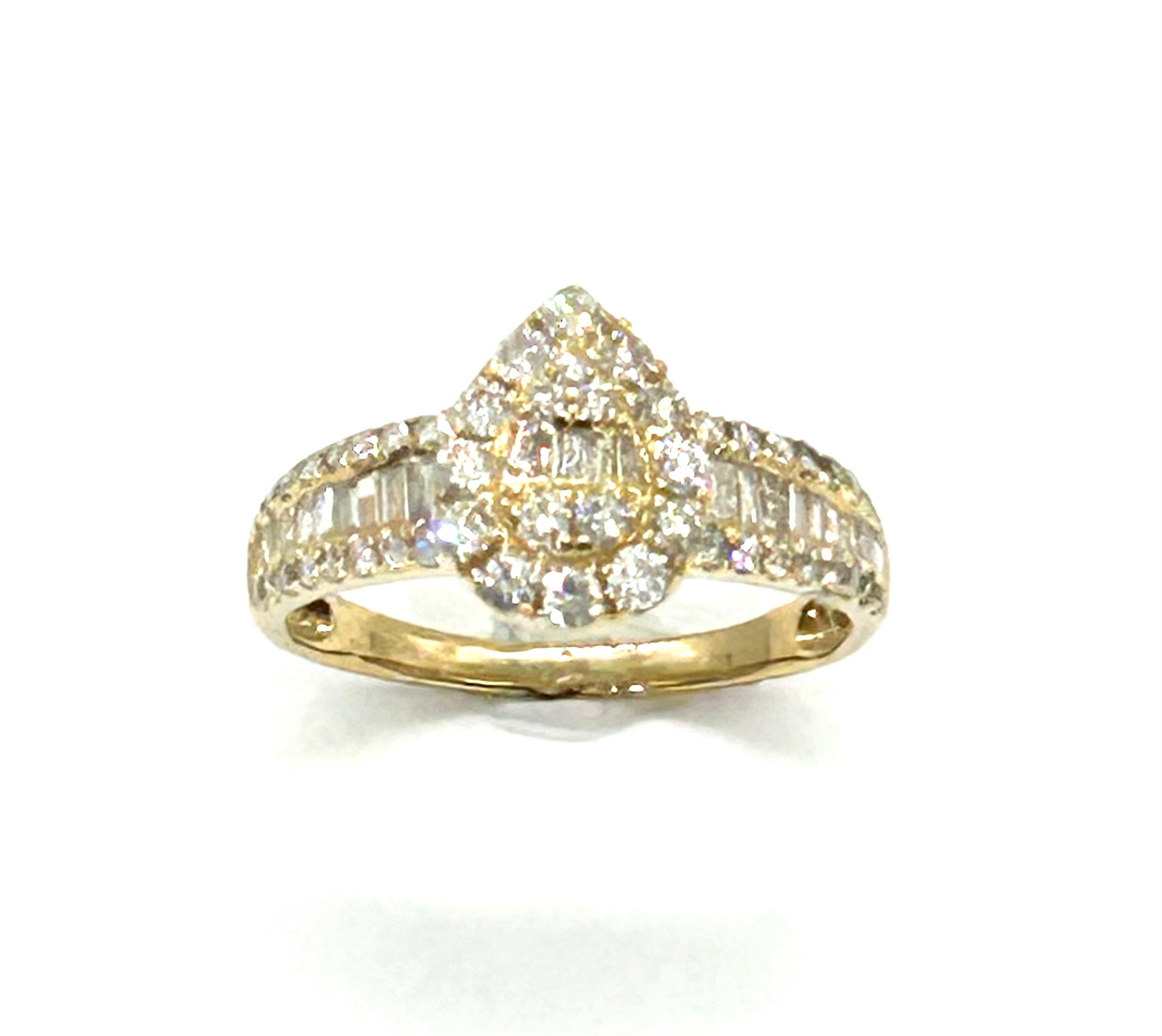 Elegant Women's Diamond Pear Halo Ring - 14K White Gold Engagement & Wedding Jewelry for Special Occasions