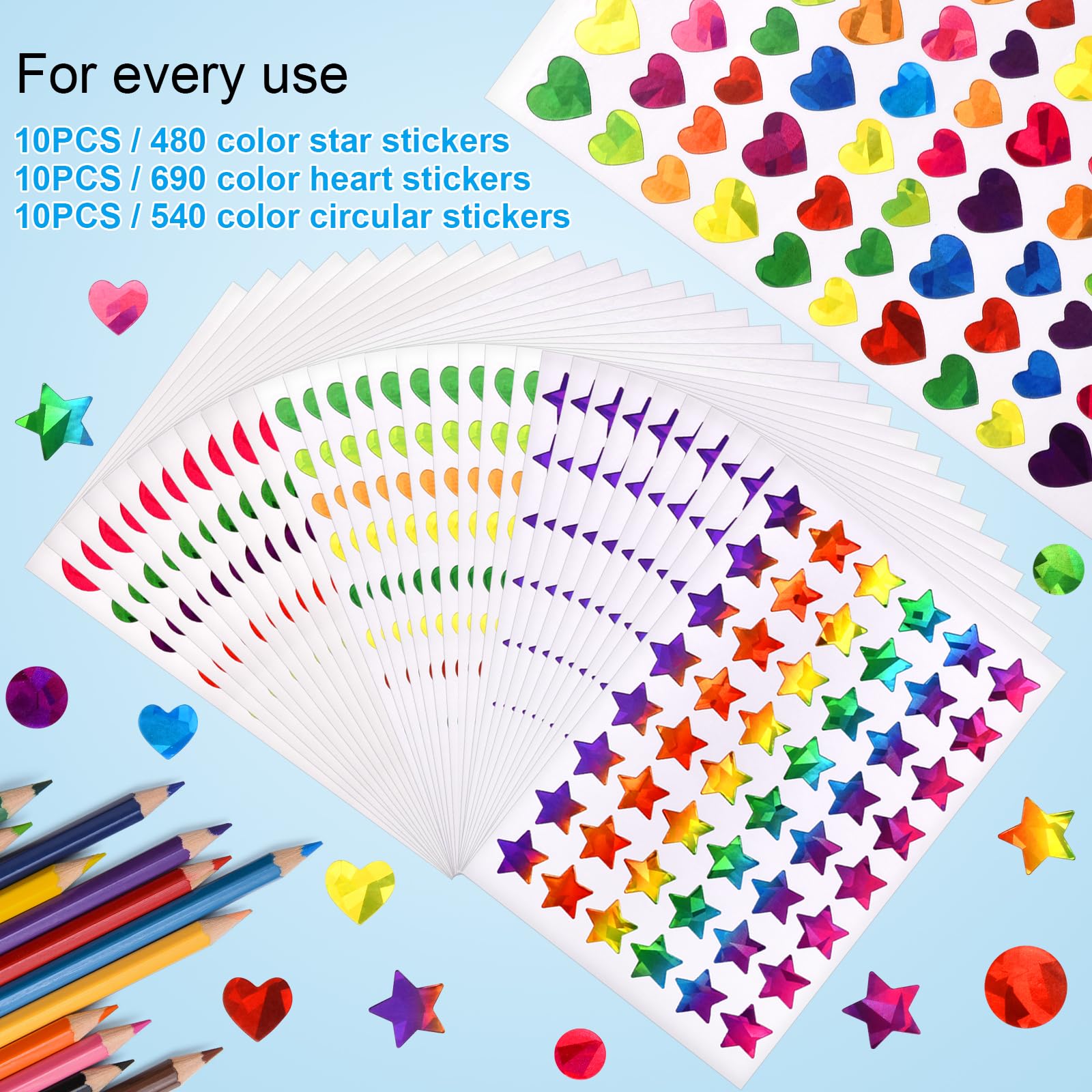 1710 Pcs Glitter Star Stickers for Kids - Holographic Reward Stickers for Classroom, Teachers & Students - Perfect for Behavior Charts, DIY Crafts, Scrapbooking & School Supplies