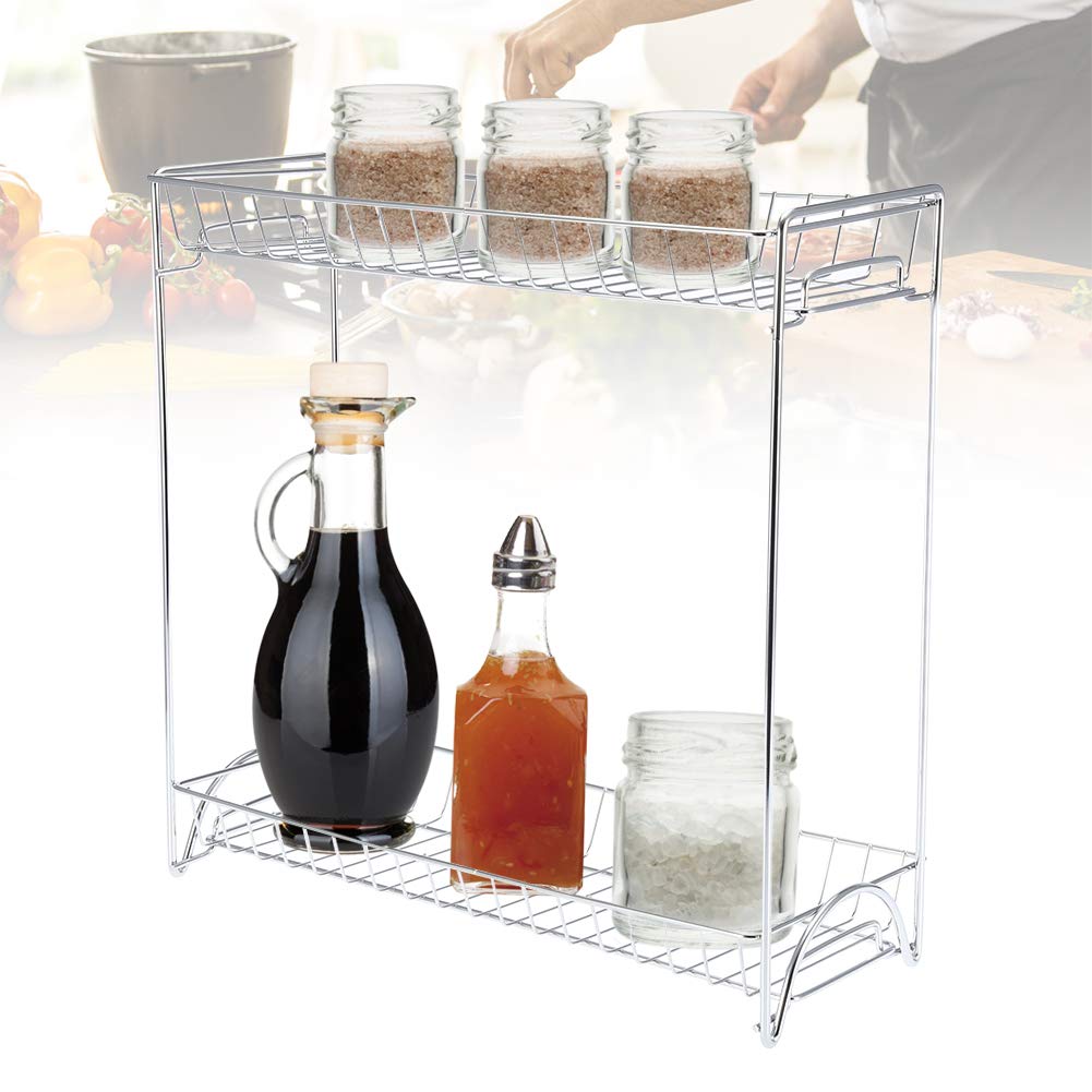 Premium Stainless Steel Spice Rack - Rustproof Hollow-Out Design for Kitchen Countertop & Cabinet Storage | Perfect for Organizing Spices, Seasonings & Cooking Essentials in Home Kitchens