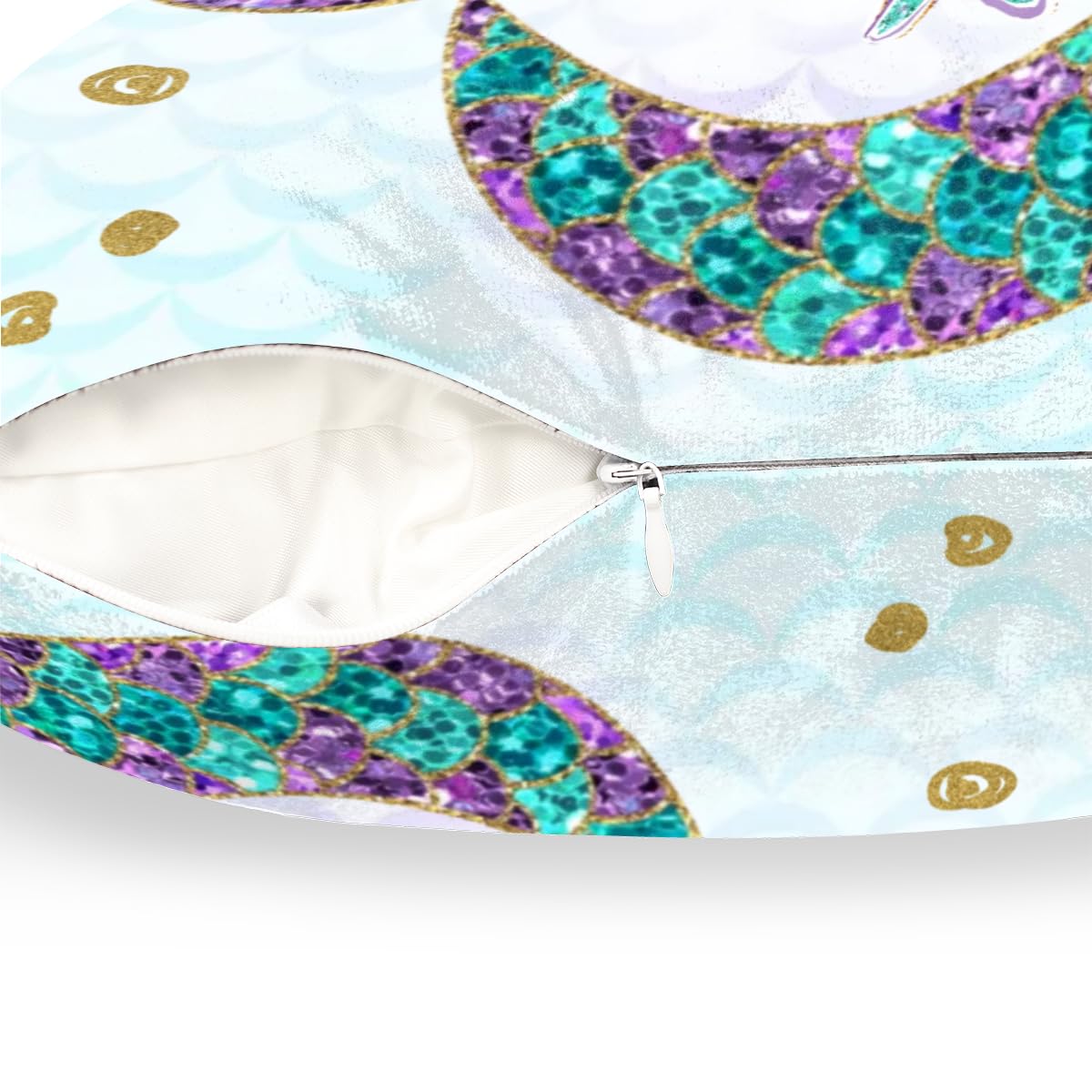 Custom Personalized Baby Name Nursery Throw Pillow Cover - Unique Gift for Baby Boy or Girl - Mermaid Glitter Design - Soft Couch Cushion for Nursery, Living Room & Home Decor | Perfect for Birthdays, Showers & Nursery Themes