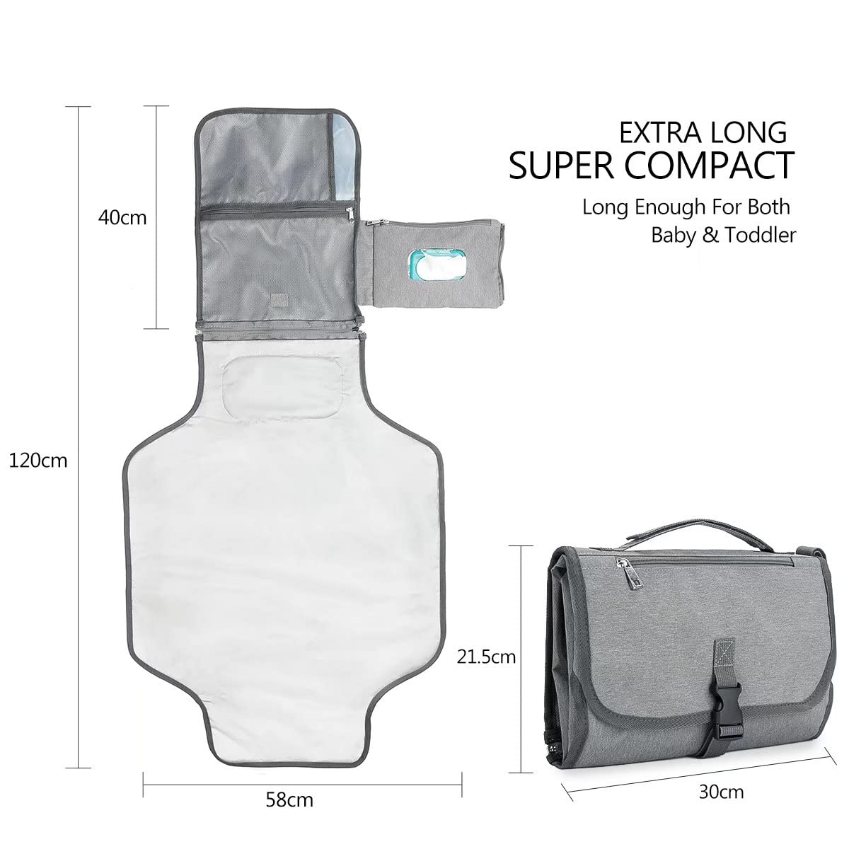 Portable Baby Diaper Changing Pad with Wipes Dispenser Pocket - Detachable Waterproof Changing Mat for Newborns & Toddlers - Perfect for Travel, Nursery, and On-the-Go Parents