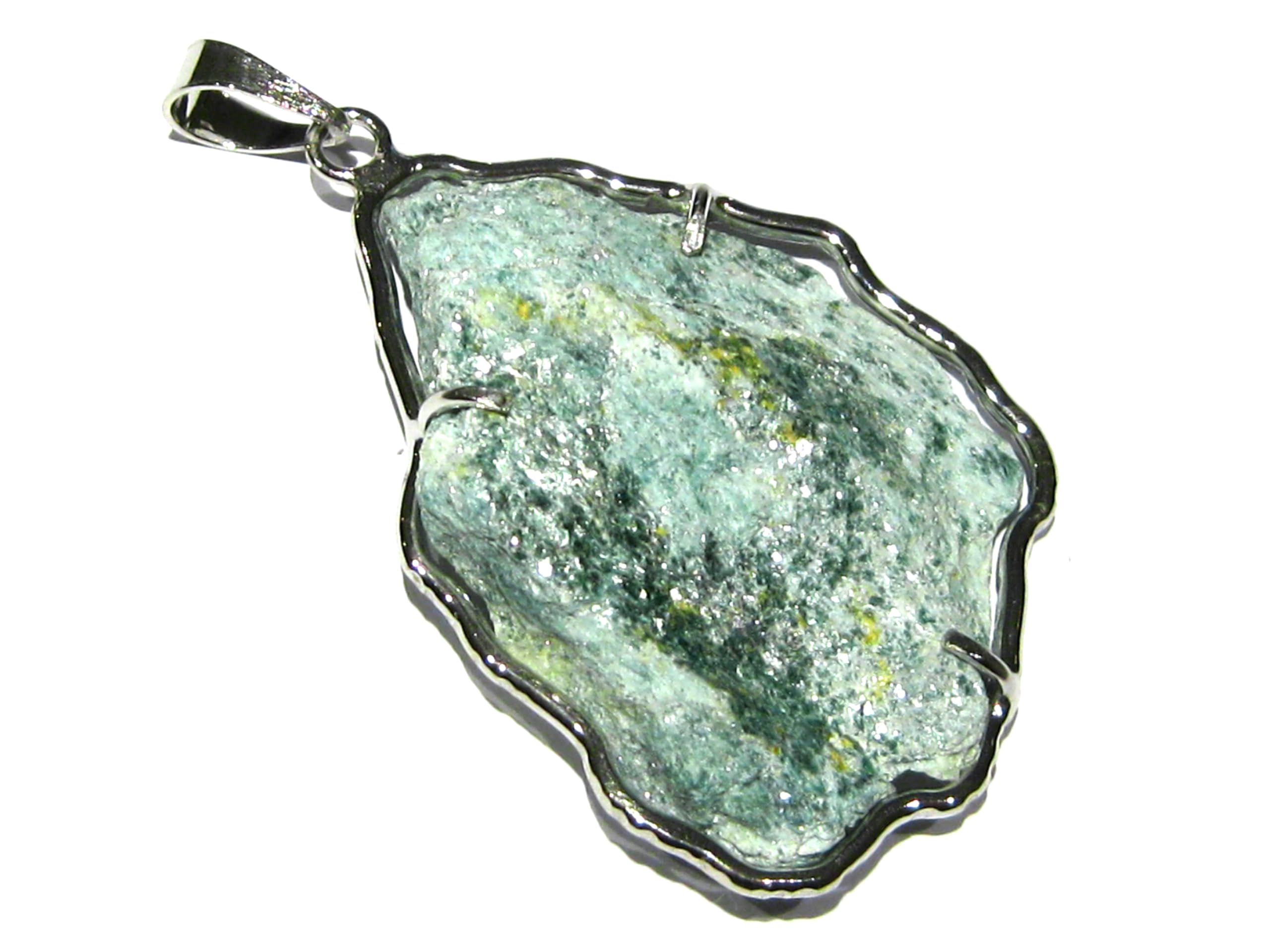 925 Sterling Silver Fuchsite Druzy Pendant Necklace - Natural Mineral Jewelry for Women, Boho Chic & Spiritual Healing Accessory